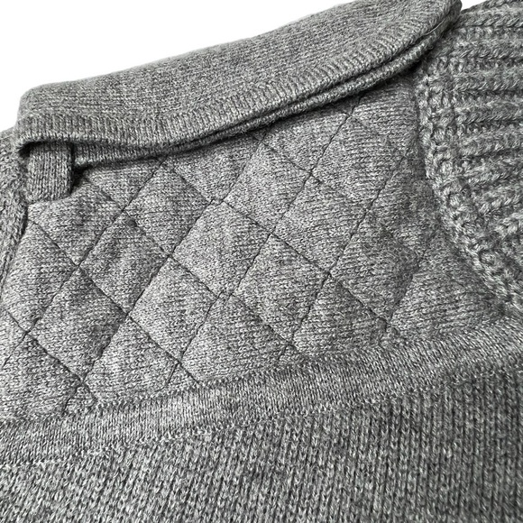 ANN TAYLOR Full Zip Buckle Collar Grey Wool Knit Moto Sweater Size S - Picture 6 of 16